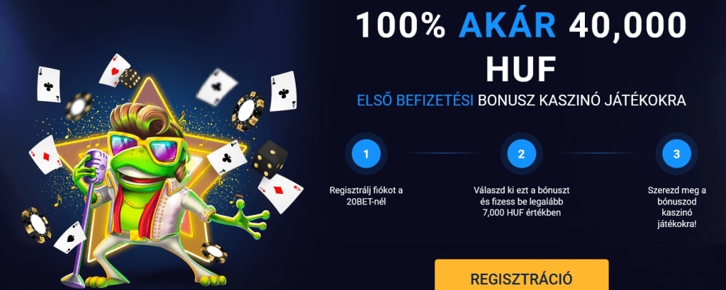 20BET Kaszinó Üdvözlő Bónusz