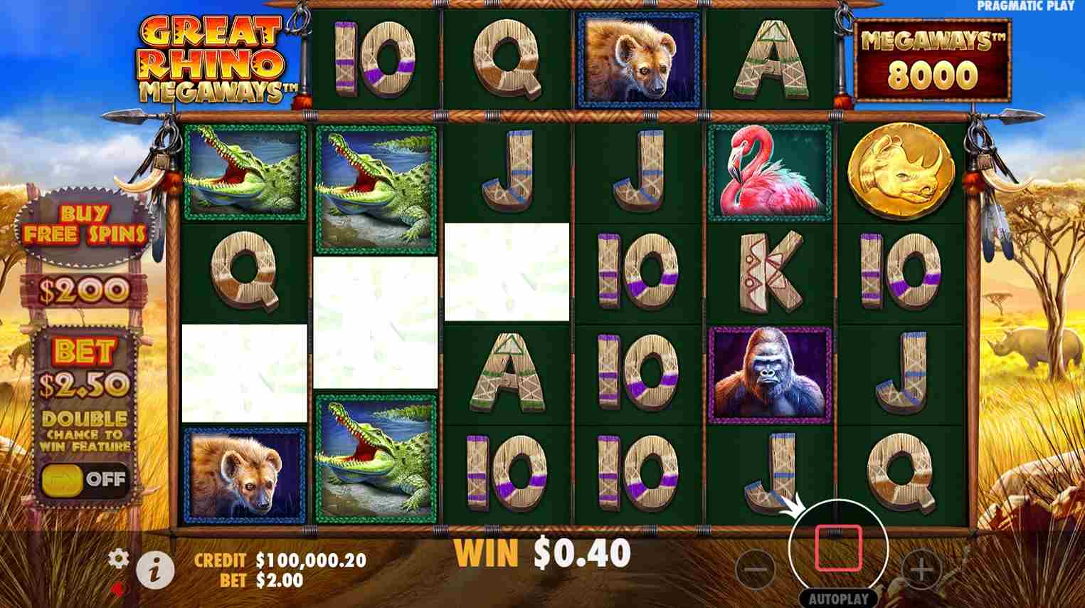 great rhino megaways slot machine win